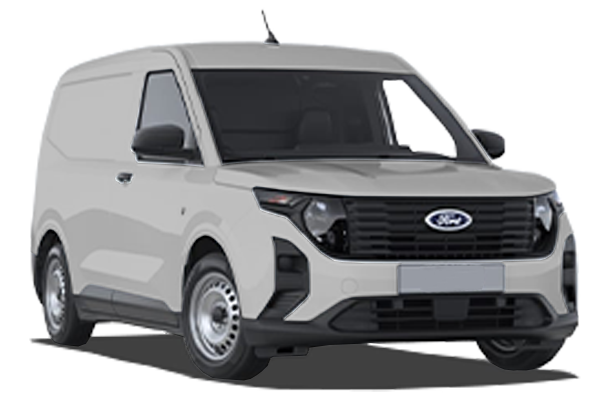 Vue latérale du fourgon FORD TRANSIT COURIER II - 2024 – modèle utilitaire gris aménageable